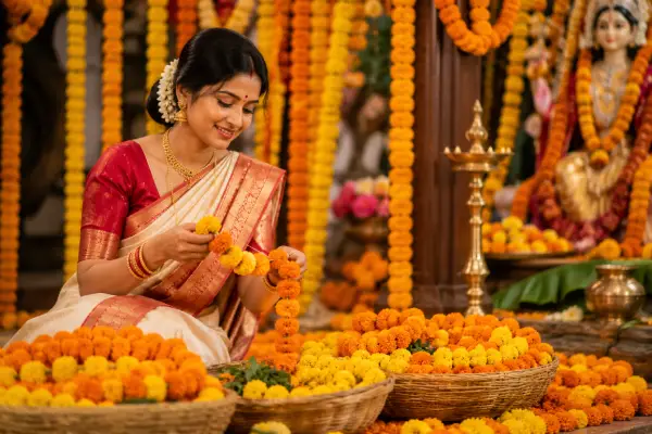 Genda Phool: Marigold in Bengali Celebrations | Hamd Flower Decoration Kolkata
