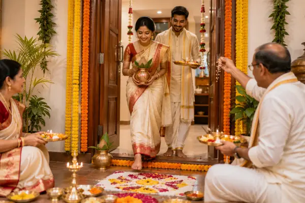 Griha Pravesh Muhurat and What It Needs | Hamd Flower Decoration Kolkata